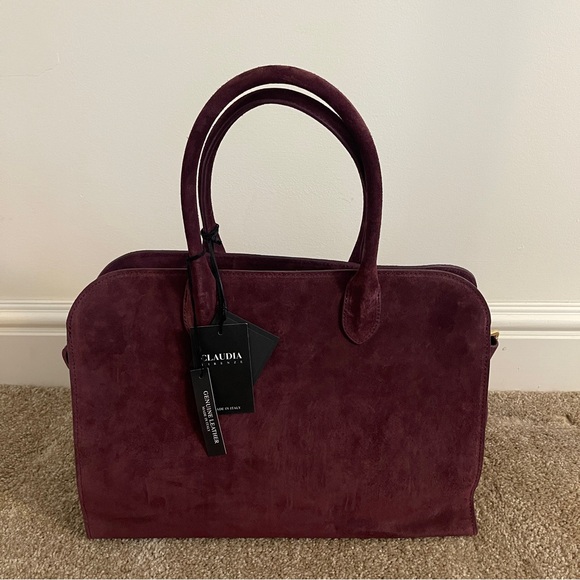 Claudia Firenze Handbags - Claudia Firenze Leather Burgundy Suede Handbag